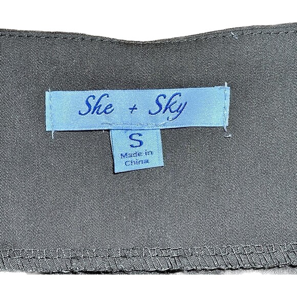 She and Sky | Olive Green High Waisted Paper Bag Shorts | Small - Picture 6 of 7